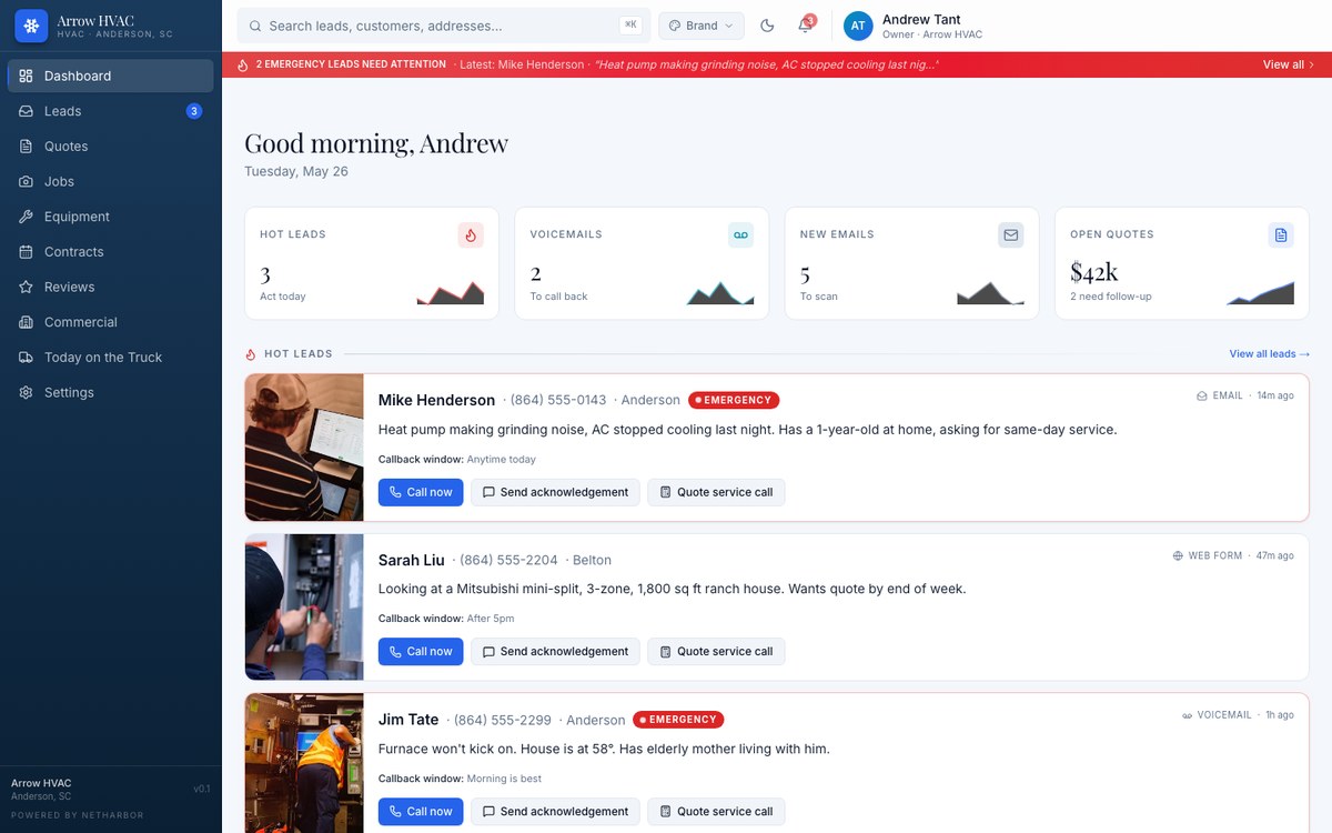NetHarbor Ops Portal — custom internal dashboard for a small business